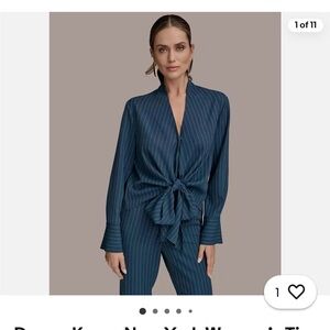 Donna Karan Navy Pinstripe Jumpsuit
